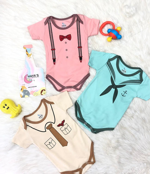 HY - Pack of 3 - Cotton Interlock - Short Sleeve - Bodysuits - Classic
