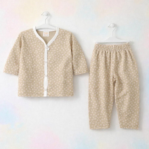 TBS - Cotton Jersey - Night Suit - Brown - Flowers - 26