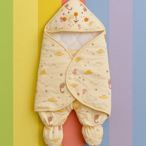 Street Six - Swaddling Blanket - Yellow - Dinosaurs