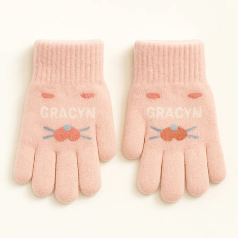 Pair of Gloves - Pink - Craovn Cat - (3-5 Years)
