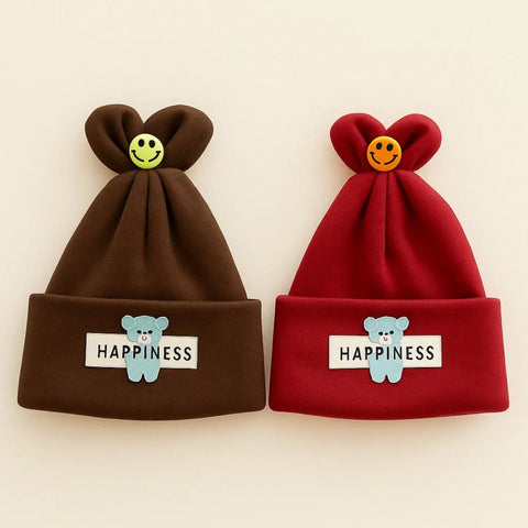 Pack of 2 - Velvet Caps - Brown & Maroon - Happiness - 25