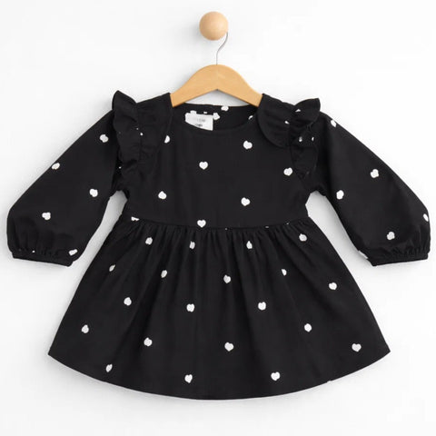 Wow - Cotton Embroidered - Frock - Black - Hearts