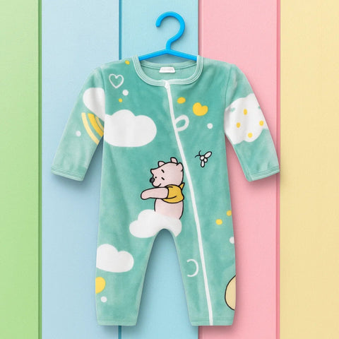 Fleece - Zipper Romper - Green - Cloud Bear