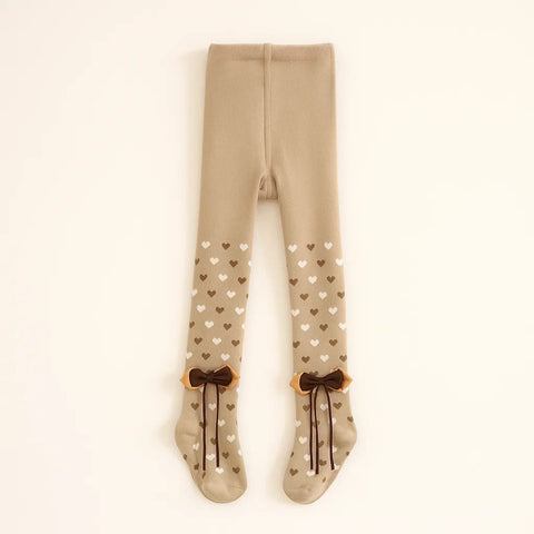 XUEYUR - Legging - Hearts & Bow - Brown - (5-6 Years)