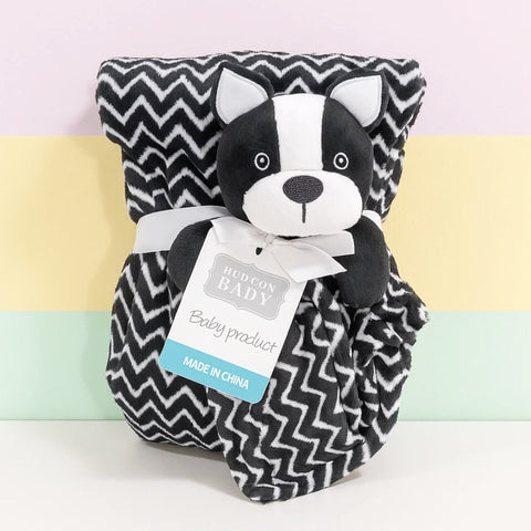 Hudson - Plush Toy Blanket - Animal - Black