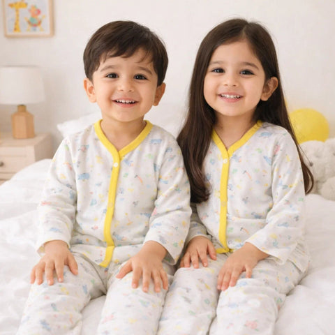 TBS - Cotton Jersey - Night Suit - White - Bunny - 26