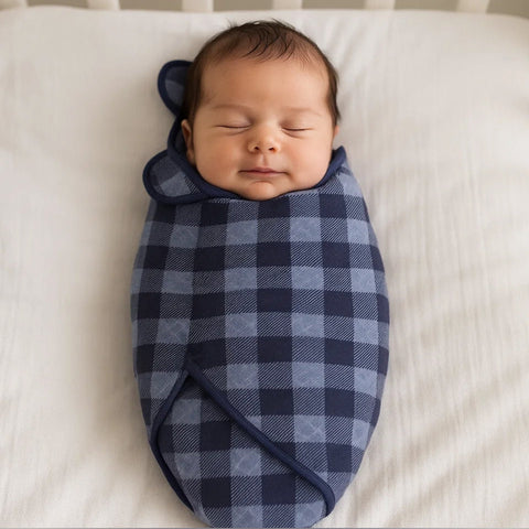 Hudson Baby - Quilted Swaddle Wrap - Blue Checks