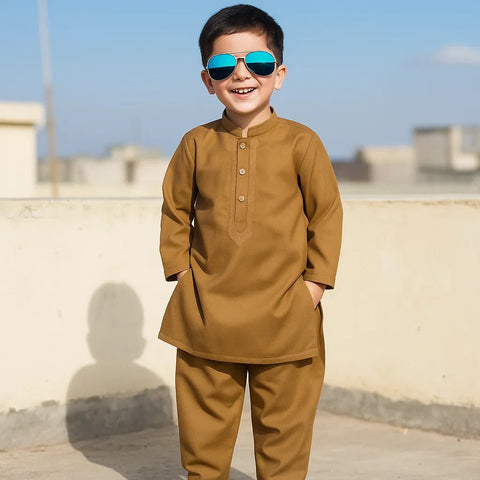 TBS - Kurta Shalwar - Wash N Wear - Camel Brown