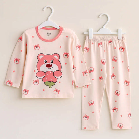 Sarah Aly - Night Suit - Cotton Interlock - Pink - Bear - China