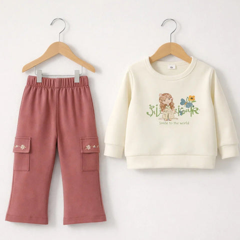 Verrino - 2 Pieces - Suit Set - Dark Pink - Flower