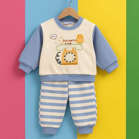 2 Pieces - Suit Set - Blue - Telephone