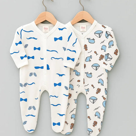TBS - Pack of 2 Rompers - Fleece - Blue - Gentleman & Sea