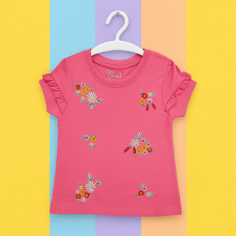 Floral - Cropped T-Shirt - Floral - Pink