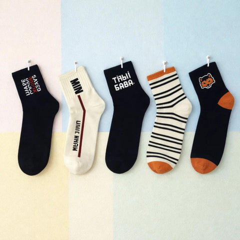 Tini Bear - Pair of 5 Socks - Mix - (Size M4-7)