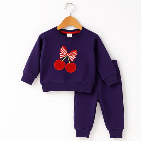 Wow - 2 Pieces - Suit Set - Purple - Cherry Bow