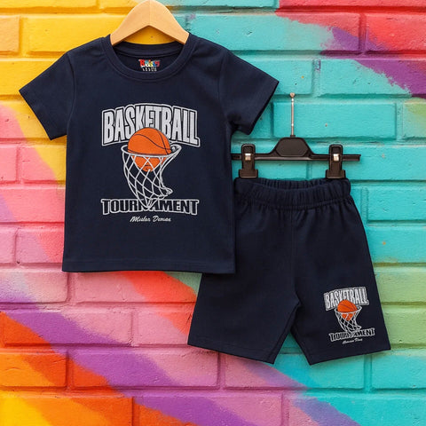 TBS_BRL - T-Shirt & Shorts - Navy Blue - Basket Ball
