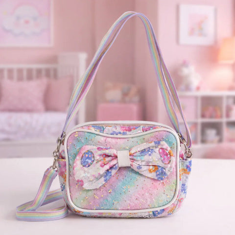 Girl's - Fashion Crossbody Bag - White - Bow Stars - 118804