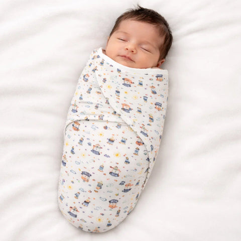 Little Angels - Swaddle Wrap - Cream - Party Bear