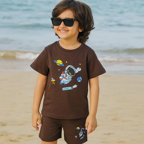 TBS_BRL - T-Shirt & Shorts - Brown - Astronaut