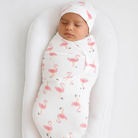 Swaddle with Cap - Pink - Flamingo