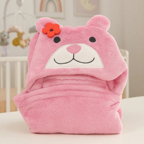 Hoodie Blanket - Bear in Pink