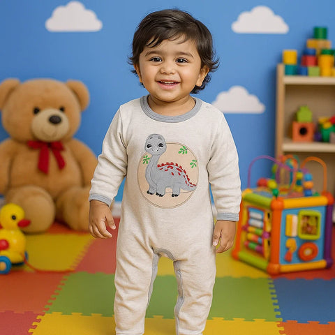 TBS - Fleece Romper - Grey - Dinosaur