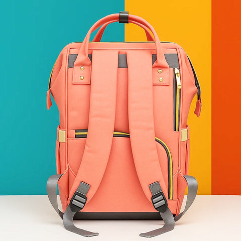 Fashion - 2 In 1 - Waterproof Diaper Backpack - Peach
