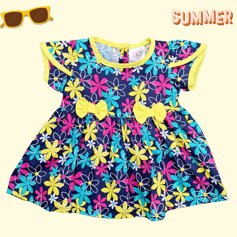 Pink & Pink - Frock - Vol 05-25 - Navy Blue - Colorful Flowers