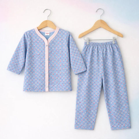 TBS - Cotton Jersey - Night Suit - Blue - Hearts - 26