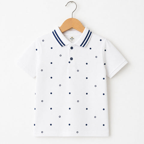 TA - Short Sleeve - Polo T-Shirt - White - Circles