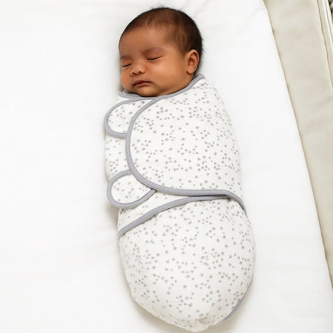 Hudson Baby - Quilted Swaddle Wrap - White & Grey Stars