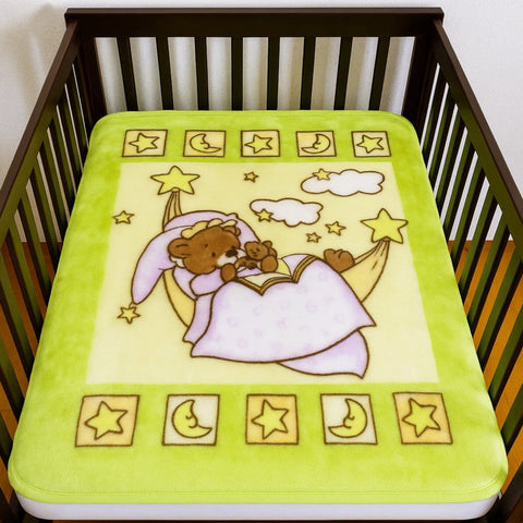 Junio Kids Single Ply - Zip Blanket - Green - Star Bear - 25