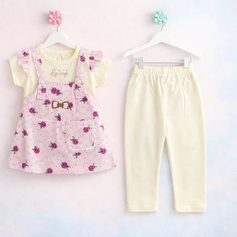 Junior - 2 Pieces - Frock Set - Pink - Spring