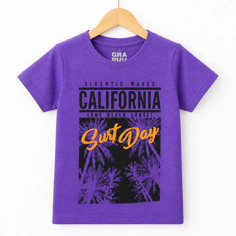 RL - Short Sleeve - Round Neck - T-Shirt - Purple - California