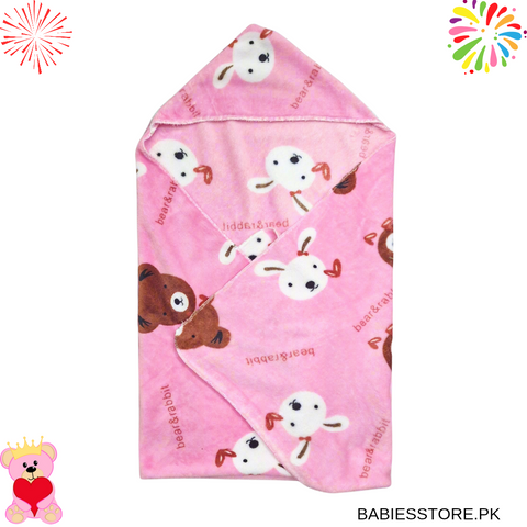 Plush Wrapping Sheet - Pink - Rabbit & Bear