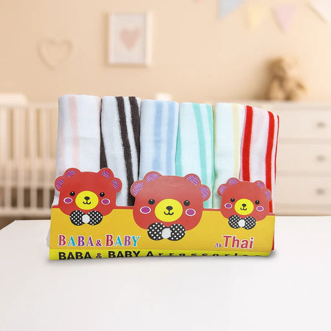 B&B- Pack of 6 Face Towels - Multi Lines