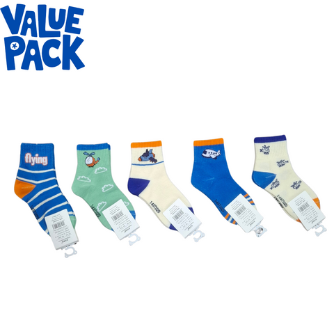 Pair of 5 Socks - Size 1-4 - Theme 2