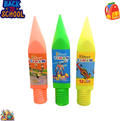 Deer - 12 Pieces - Color Pencils - Cone