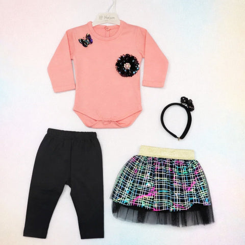 GM - 4 Pieces - Suit Set - Pink - Flower