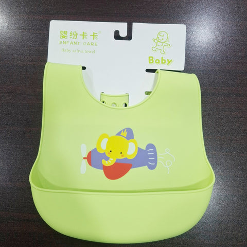 Silicon Container Bib - Green - Elephant