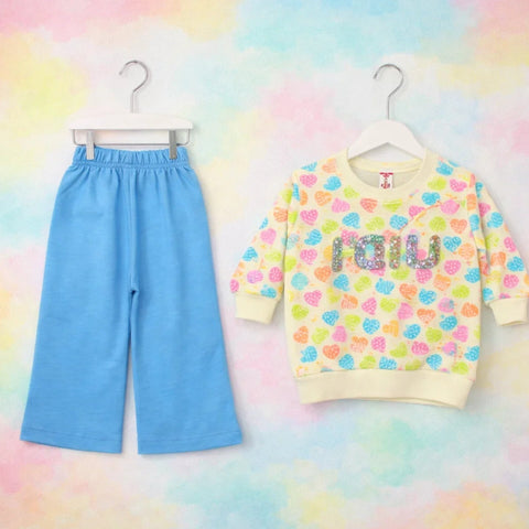 OK Baby - 2 Pieces - Suit Set - Blue - Hearts