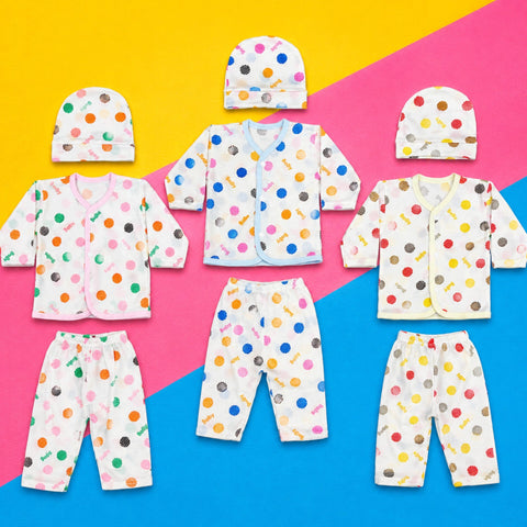 B&B - Cotton Jersey - Newborn Night Suits - PBY - White Base Shapes - 26