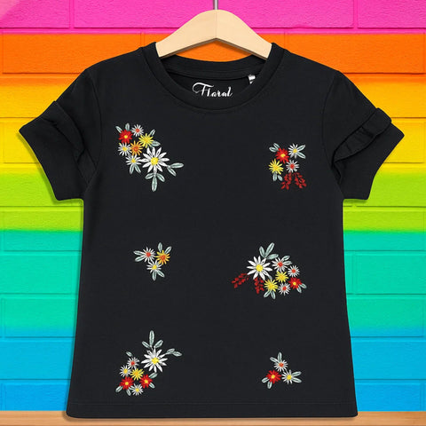 Floral - Cropped T-Shirt - Floral - Black