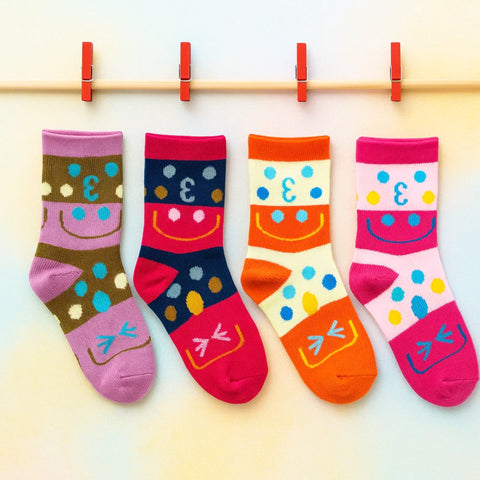 Pair of 4 Socks - 4-8 Years - Happy 3