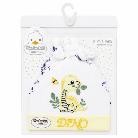 Wonderchild - Pack of 3 Hats - Yellow -  Dino