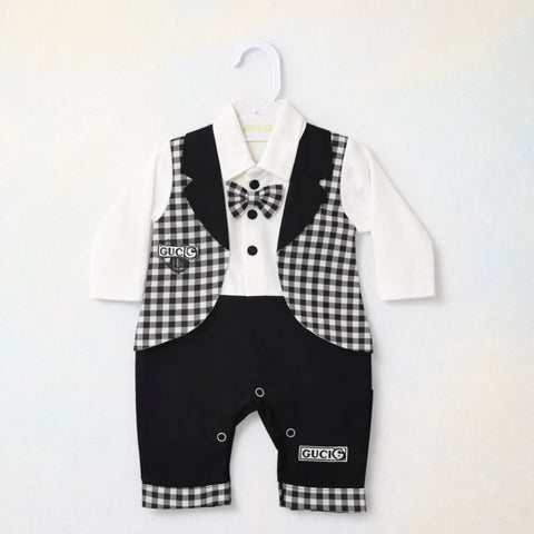 GM - Romper - Grey & Black - Bow Gucc