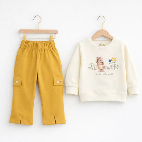 Verrino - 2 Pieces - Suit Set - Mustard - Flower