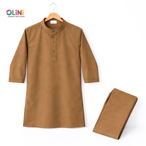 OLINI - Wash N Wear - Kurta Shalwar - Light Brown