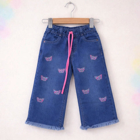 BRB - Bell Bottom - Jeans - Dark Blue - Butterfly - (2-10Y)