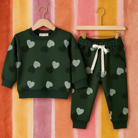 Z Kids - 2 Pieces - Suit Set - Dark Green - Hearts - 25